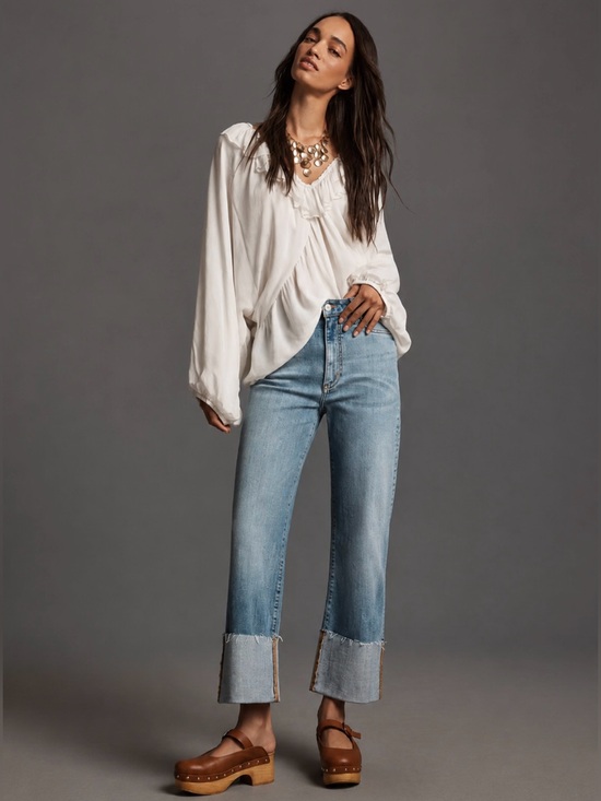 Pilcro Denim - Pilcro Scotty Cuffed High-Rise Straight-Leg Jeans
